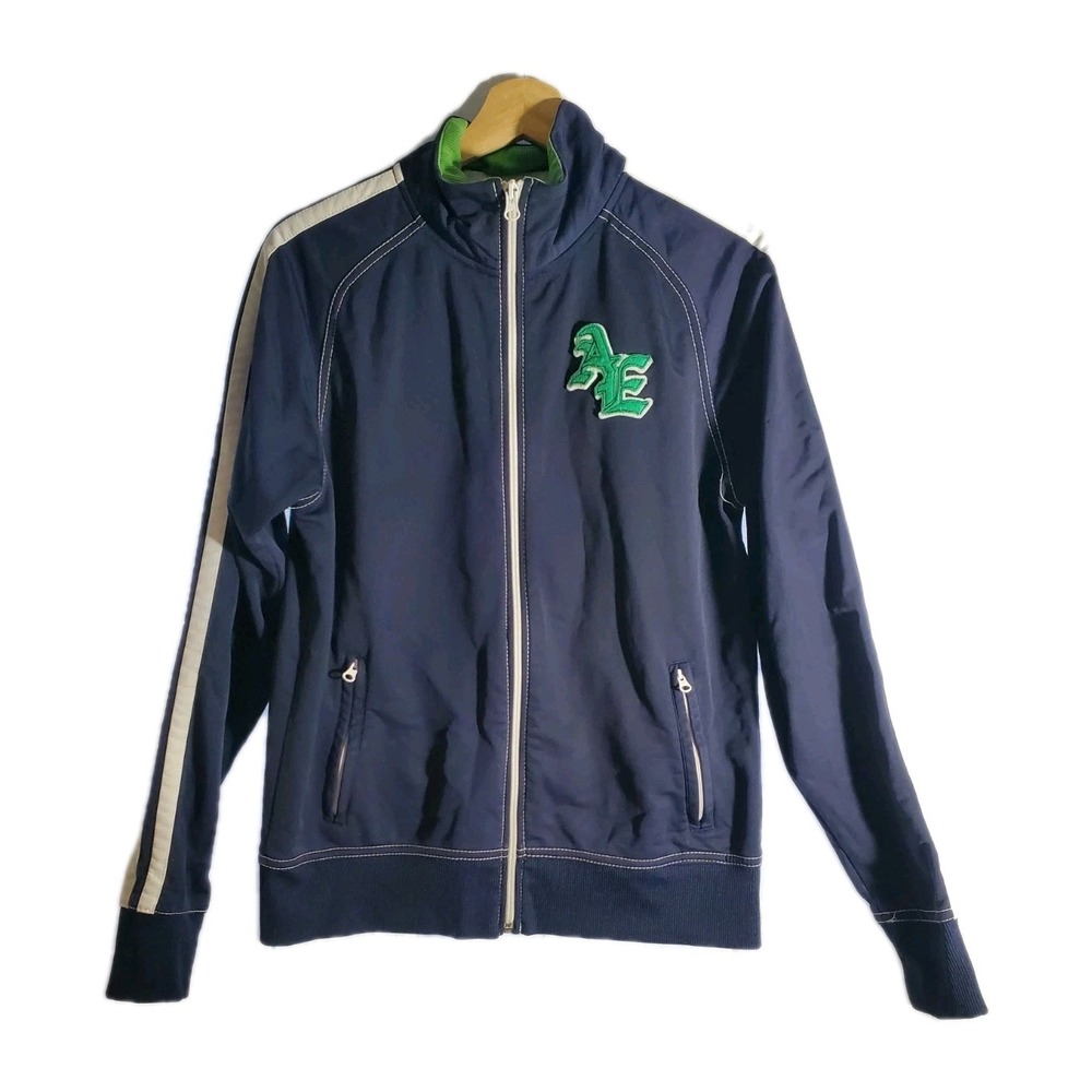 American Eagle Sportswear Track Jacket 100% Polyester Mens Small Navy Gorpcore